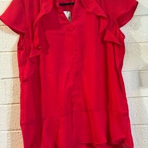 Banana Republic Vibrant Red Ruffle Blouse